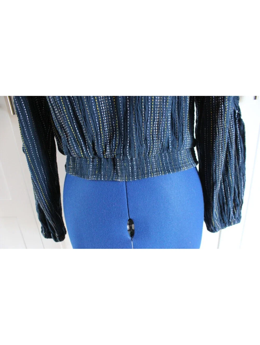 Free People Floating Memories Blouse Navy Lace Balloon Sleeve Boho Top XS
